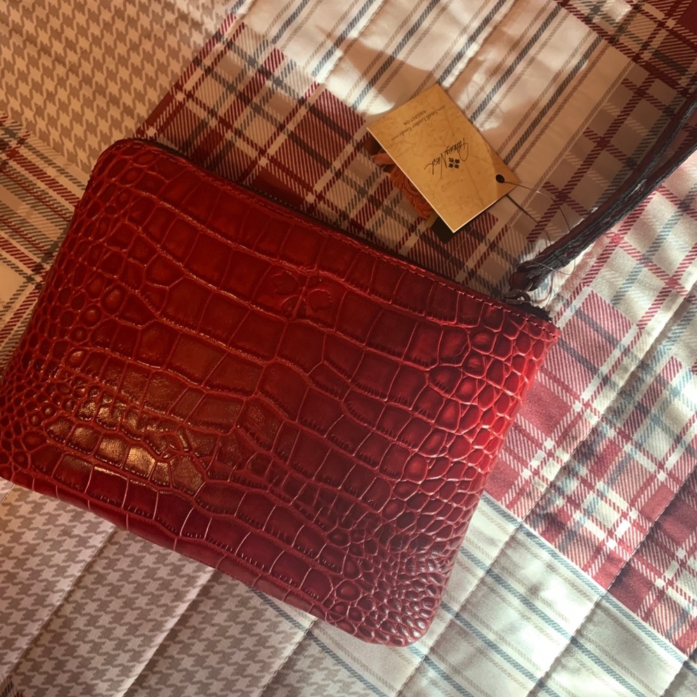 Patricia Nash Cassini Red Croc Leather Wristlet